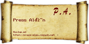 Press Alán névjegykártya
